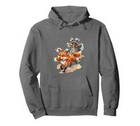 Drôle de Raton Laveur et Renard Heureux - Aquarelle Animal Mignon Sweat à Capuche
