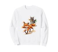 Drôle de Raton Laveur et Renard Heureux - Aquarelle Animal Mignon Sweatshirt