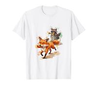 Drôle de Raton Laveur et Renard Heureux - Aquarelle Animal Mignon T-Shirt