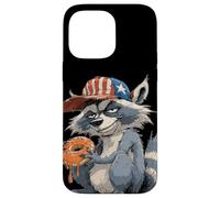 Drôle de Raton Laveur Gourmand avec Casquette US Coque pour iPhone 14 Pro Max