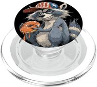 Drôle de Raton Laveur Gourmand avec Casquette US PopSockets PopGrip pour MagSafe