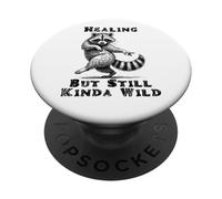 Drôle de Raton Laveur guérissant mais Toujours Un Peu Animal Sauvage PopSockets PopGrip Adhésif