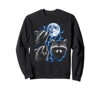 Drôle de Raton Laveur, Lune, Foudre, tempête, hurlement chaotique Meme Sweatshirt