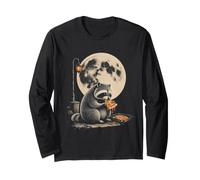 Drôle de Raton Laveur Mangeant des Pizzas Magic Moon Animal Meme Manche Longue