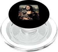 Drôle de raton laveur Mona Lisa tenant un mignon panda poubelle PopSockets PopGrip pour MagSafe