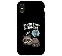 Drôle de Raton Laveur Never Stop Dreaming pour Les Amoureux des Animaux, garçons et Filles Coque pour iPhone X/XS