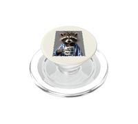 Drôle de Raton Laveur Portant Un Pyjama, Amant du café, Sarcasme, Humour Art PopSockets PopGrip pour MagSafe