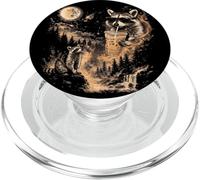 Drôle de Raton Laveur rêvant de café glacé Lune forêt PopSockets PopGrip pour MagSafe