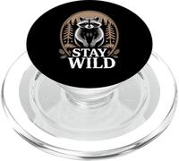 Drôle de Raton Laveur « Stay Wild » avec Inscription en Anglais PopSockets PopGrip pour MagSafe