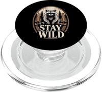 Drôle de Raton Laveur « Stay Wild » avec Inscription en Anglais PopSockets PopGrip pour MagSafe