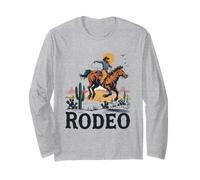 Drôle de rodéo cowboy et cheval dans le désert du Far West Manche Longue