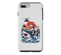 Drôle de Sibérie Husky équitation Requin Japonais Vague Amoureux des Chiens Coque pour iPhone 7 Plus/8 Plus