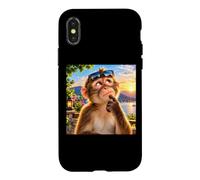 Drôle de Singe réfléchi au Coucher du Soleil Meme Ape Brainrot Humour Coque pour iPhone X/XS