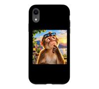 Drôle de Singe réfléchi au Coucher du Soleil Meme Ape Brainrot Humour Coque pour iPhone XR
