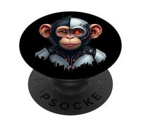 Drôle de Singe Robot Technologie Cyborg AI Robotic Monkey AI PopSockets PopGrip Adhésif