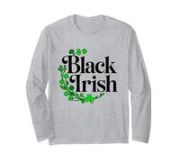 Drôle de St Patrick Irlandais Noir avec trèfles Manche Longue