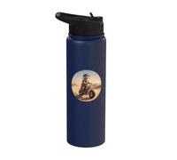 Drôle de suricate à moto dans le désert Stainless Steel Insulated Water Bottle