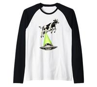 Drôle de Vache enlevant Un OVNI farfelu bovin Poutre pis Art absurde Manche Raglan