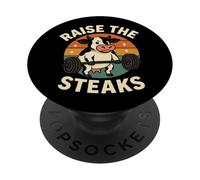 Drôle de Vache Gym Workout Raise The Steaks PopSockets PopGrip Adhésif