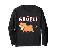 Drôle de Vache Suisse Dit Gruezi Hello Suisse Mignon Manche Longue