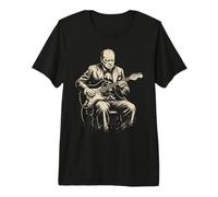 Drôle de Winston Churchill Jouant de la Guitare T-Shirt Haut de Gamme