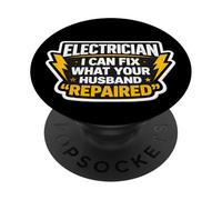 Drôle d'électricien I Can Fix What Your Husband Repaired Blague PopSockets PopGrip Adhésif