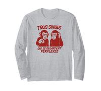 Drôle Dictons Cadeau, 3 singes d'anime, collègues de Travail Manche Longue