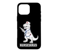 Drôle d'infirmière Qui Dit Nursesarus avec seringue Dinosaure Coque pour iPhone 16 Pro Max