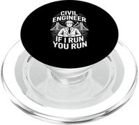Drôle d'ingénieur Civil If I Run You Run Saying PopSockets PopGrip pour MagSafe