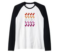 Drôle Dinosaures Pixel Art LGBT Lesbienne Drapeau Manche Raglan