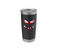 Drôle DJ Mallow's SmilingFace Drapeau Royaume-Uni Gobelet isotherme en acier inoxydable double paroi