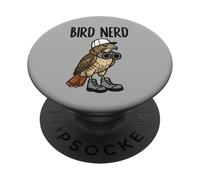 Drôle d'oiseau Nerd regardant Le Faucon à Queue Rouge Art de la Nature PopSockets PopGrip Adhésif