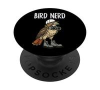 Drôle d'oiseau Nerd regardant Le Faucon à Queue Rouge Art de la Nature PopSockets PopGrip Adhésif