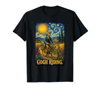 Drôle Go Riding Cyclisme Peintre Van Gogh Pun Blague Amateur d'art T-Shirt Graphique avec Valeur, Homme, Noir, S