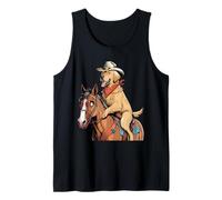 Drôle Golden Retriever chevauchant un cheval Golden Mom Dad Owner Débardeur