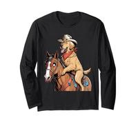 Drôle Golden Retriever chevauchant un cheval Golden Mom Dad Owner Manche Longue