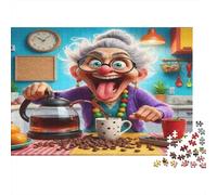 drôle Grand-mère Brassage thé Puzzle 1000 Pieces Cadeau Unique intéressant Jeu Éducatif Challenge Toy À De Qualité Supérieure Peinture Art pour Adultes Enfants 38x26cm/1000pcs
