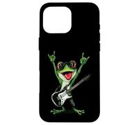 Drôle Grenouille Rock Joueur de Guitare Cool amphibien Design Coque pour iPhone 16 Pro Max