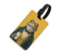 Drôle grenouille tenant un rouleau de papier toilette étiquette bagage sac de voyage valise bagages étiquettes nom