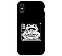 Drôle Grincheux Grenouille Ramen Kawaii Peinture à l'encre Japonaise Coque pour iPhone X/XS