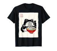 Drôle Grincheux Grenouille Ramen Sumi-e Kawaii Peinture à l'encre Japonaise T-Shirt