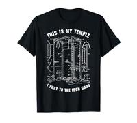 Drôle Gym Temple Pray Iron Gods Power Rack Diagramme Lifter T-Shirt