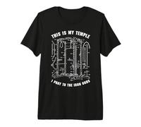 Drôle Gym Temple Pray Iron Gods Power Rack Diagramme Lifter T-Shirt Haut de Gamme