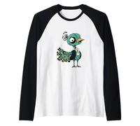 Drôle Halloween Paon Oiseau Zombie Comic Manche Raglan