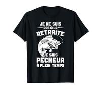 Drôle Homme Pêche Vêtement T-Shirt Noir Pêcheur À Plein Temps T-Shirt Casual Humor Poisson S
