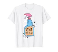 Drôle Idiot Répulsif Vaporisateur avec Fleurs Dessin Animé T-Shirt