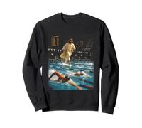 drôle jésus Natation Rencontre, Nageur, Religieux chrétien Natation Sweatshirt