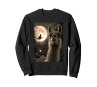 Drôle Lama Selfie Pleine Lune Sorcière Volante Forêt Halloween Sweatshirt