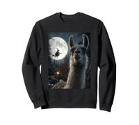 Drôle Lama Selfie Pleine Lune Sorcière Volante Forêt Halloween Sweatshirt
