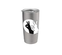Drôle lapin main ombre marionnette pop art Gobelet isotherme en acier inoxydable double paroi